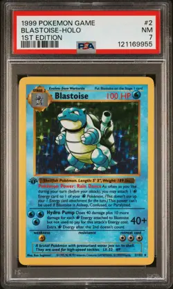 1999 POKEMON GAME 1ST ED #2 BLASTOISE-HOLO PSA 7 - Image 1