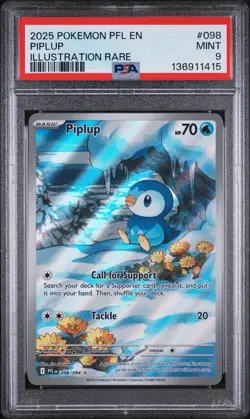 PSA 9 2025 POKEMON PFL EN-PHANTASMAL FLAMES #098 PIPLUP ILLUSTRATION RARE - Image 1