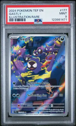 2024 POKEMON TEF EN-TEMPORAL FORCES ILLUSTRATION RARE #177 GASTLY PSA 9 - Image 1