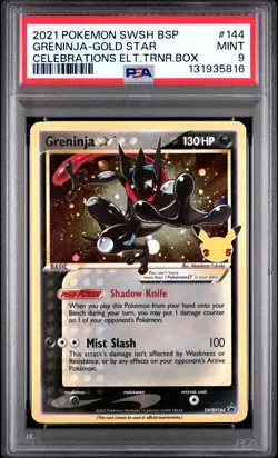 2021 POKEMON SWSH BLACK STAR PROMO #144 GRENINJA-GOLD STAR PSA 9 - Image 1