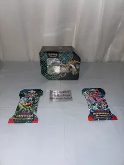 Pokemon Tcg Paldean Fates Great Tusk EX Tin New Factory Sealed+ Sealed Lot - Image 1