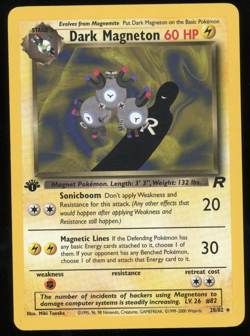 Pokemon 2000 1st Ed Team Rocket - Dark Magneton - Rare - 28 - Image 1