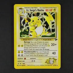 Lt Surge's Raichu 11/132 Holo Rare Gym Challenge Pokemon Card WOTC NM-MINT - Image 1