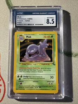 Pokemon Muk TCG Fossil Card 13 Holo Unlimited Rare CGC 8.5 - Image 1