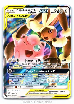 Mega Lopunny & Jigglypuff GX 165/236 - Cosmic Eclipse - Pokemon Card - Near Mint - Image 1