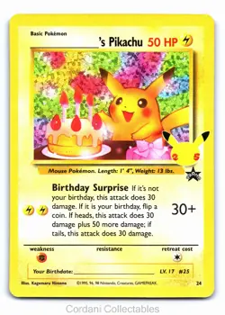 Birthday Pikachu 24 - SWSH Celebrations 25th - Pokemon Card - Near Mint #1 - Image 1