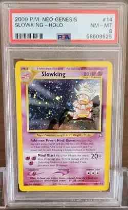 PSA 8 Slowking Unlimited Neo Genesis 14/111 Pokemon Card NEAR MINT Holo Swirl - Image 1