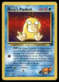 Misty's Psyduck 90/132 Pokemon Card Gym Challenge Common 60 HP LP T8 - Image 1