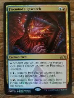 MTG Guilds of Ravnica Draft Weekend Promo Foil Firemind's Research Alternate Art - Image 1