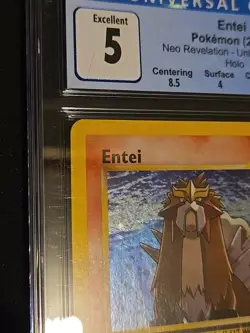 2001 Pokemon Neo Revelations Entei Holo 6/64 CGC 5 (Swirl Top Left) - Image 3
