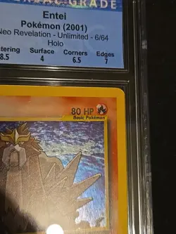 2001 Pokemon Neo Revelations Entei Holo 6/64 CGC 5 (Swirl Top Left) - Image 4