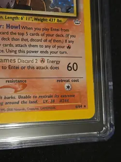 2001 Pokemon Neo Revelations Entei Holo 6/64 CGC 5 (Swirl Top Left) - Image 5