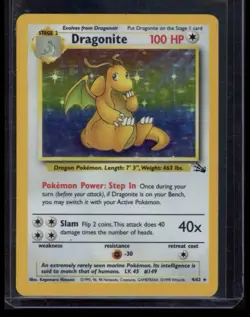 1999 POKEMON FOSSIL #4/62 DRAGONITE HOLO RARE - Image 1