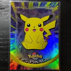 Pikachu #25 Rainbow Foil Blue Logo 1999 Pokemon Topps - Image 1