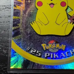 Pikachu #25 Rainbow Foil Blue Logo 1999 Pokemon Topps - Image 4