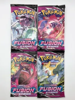 Pokemon TCG Fusion Strike Booster Packs Full Art Set (4 Packs) - Image 1