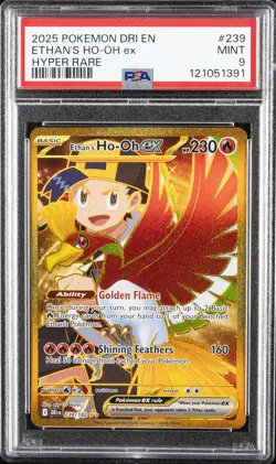 2025 POKEMON DRI EN-DESTINED RIVALS HYPER RARE #239 ETHAN'S HO-OH EX PSA 9 - Image 1