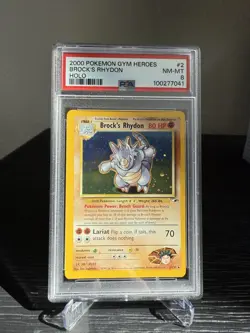 Pokemon TCG Brock's Rhydon Gym Heroes 2/132 Holo Unlimited Holo Rare PSA 8 - Image 1