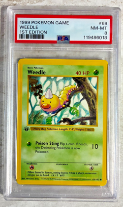 1999 POKEMON BASE SET 1ST EDITION #69 WEEDLE PSA 8 - NM-MT - Image 2