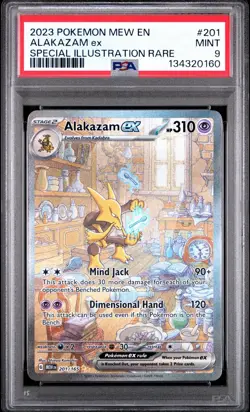 2023 Pokemon Mew 151 Alakazam ex #201 Special Illustration Rare PSA 9 Mint - Image 1