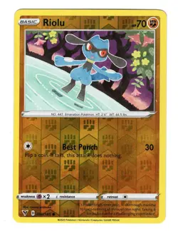 Pokemon TCG Riolu SWSH Vivid Voltage 090/185 Reverse Holo Common Card NM - Image 1