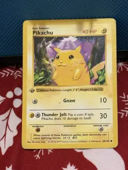 Pokemon Pikachu TCG Base Set 1st Edition Common Card 58/102 - Image 1