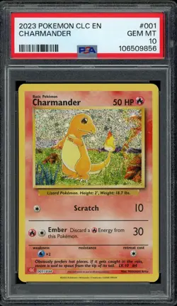 PSA 10 Charmander 001/034 Pokemon Classic Collection CLC 2023 Mint English Card - Image 1