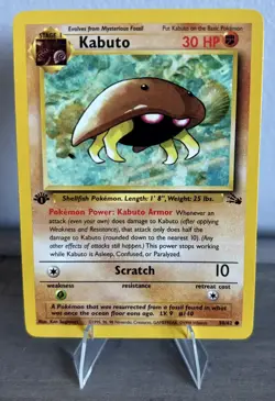 Kabuto Fossil 1st Edition Pokemon TCG Common Card 50/62 Near Mint (NM) - Image 1