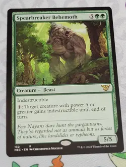 C2589 MAGIC MTG COMMANDER KAMIGAWA NEON DYNASTY NM SPEARBREAKER BEHEMOTH #132 - Image 1
