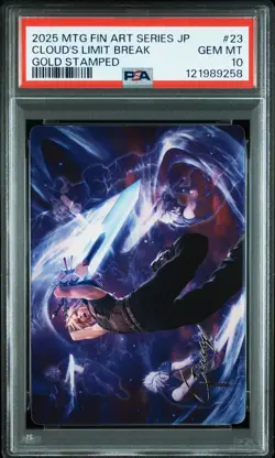 2025 MTG JPN FINAL FANTASY ART SER GOLD STAMPED #23 CLOUD'S LIMIT BREAK PSA 10 - Image 1
