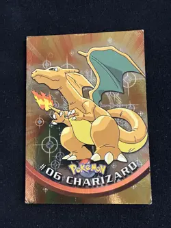 Topps Pokemon Series 1 Charizard #6 Foil Embossed Targets Black Logo- Damage - Image 1