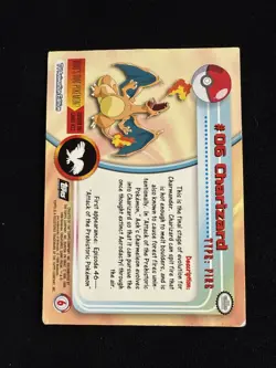 Topps Pokemon Series 1 Charizard #6 Foil Embossed Targets Black Logo- Damage - Image 2