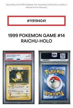 1999 Pokemon Game - Raichu-Holo #14/102 - PSA 8 - FREE Shipping - Image 3