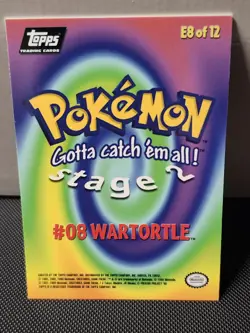 Wartortle 1999 Topps Pokemon First Movie E8 of 12 Stage 2 Black label logo - Image 2