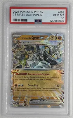 2025 Pokemon PRE EN Cornerstone Mask Ogerpon Ex #58 PSA 10 Gem Mint 🌶🥵 - Image 1
