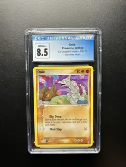 CGC 8.5 Onix Reverse holo 65/115 Mint 2005 Pokemon EX Unseen Forces - Image 1