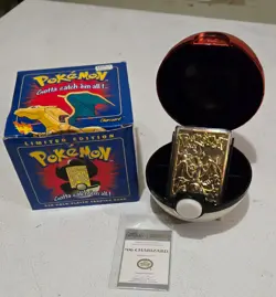 Pokemon 23K Gold Plated CHARIZARD Trading Card 1999 Burger King Pokemon Ball - Image 1