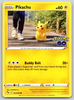 Pikachu - Pokemon GO 027/078 Stamped TCG Card NM - Image 1