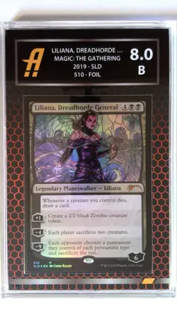 MTG Card Liliana, Dreadhorde General Stained Glass SLD Graded Ambr 8 Red Hexes - Image 3