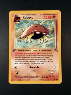 Pokemon TCG Kabuto Fossil 1st Edition Common Card 50/62 - Image 1