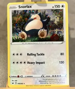 Snorlax Pokemon Card 140/202 Cosmos Holo Rare Booty Butt FART SWIRL - Image 1