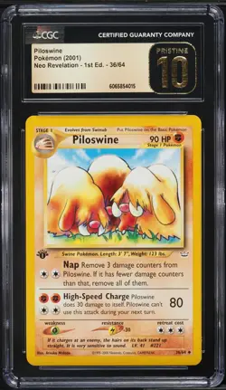 CGC Pristine 10 Piloswine 1st Edition Neo Revelation 2001 Pokemon Card #36 - Image 1