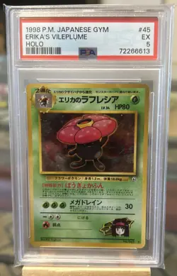 Pokemon Cards: Japanese Gym Rare Holo: Erika's Vileplume 45: PSA 5 - Image 1