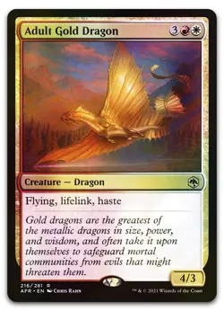 Adult Gold Dragon #216 (Foil) (NM) Forgotten Realms AFR Magic MTG - Image 1