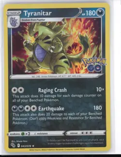 Tyranitar 43/78 Holo Rare Pokemon GO STAMP TCG Pokemon NM 0119#251 - Image 1