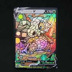 Pokemon Cubone Stain Glass Custom Made Fan Art Holo - Image 1