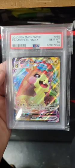 2020 POKEMON SWORD & SHIELD #080/202 MORPEKO VMAX HOLO RARE FULL ART PSA 10 - Image 1