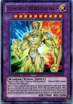 Yugioh Elemental HERO Electrum LCGX-EN052 1st Edition Ultra Rare NM - Image 1