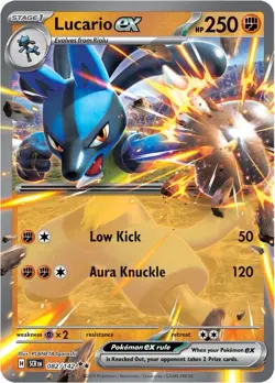 082/142 Lucario ex : Double Rare Holo Card : Stellar Crown : Pokemon TCG - Image 1