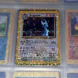 Dragonair 18/102 Base HOLO Prism Vintage Pokemon Vending Golden Sticker Card 90s - Image 1